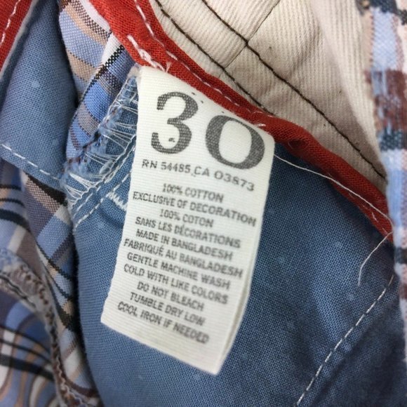 American‎ Eagle Bermuda Board Shorts Blue Brown White Plaid 30 - Picture 4 of 11